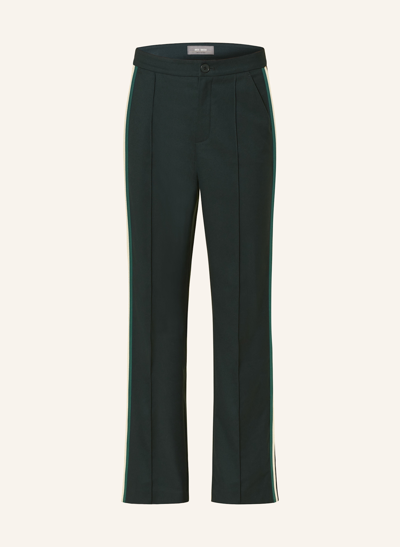 MOS MOSH MMHANNAH Marlene trousers with tuxedo stripe: DARK GREEN