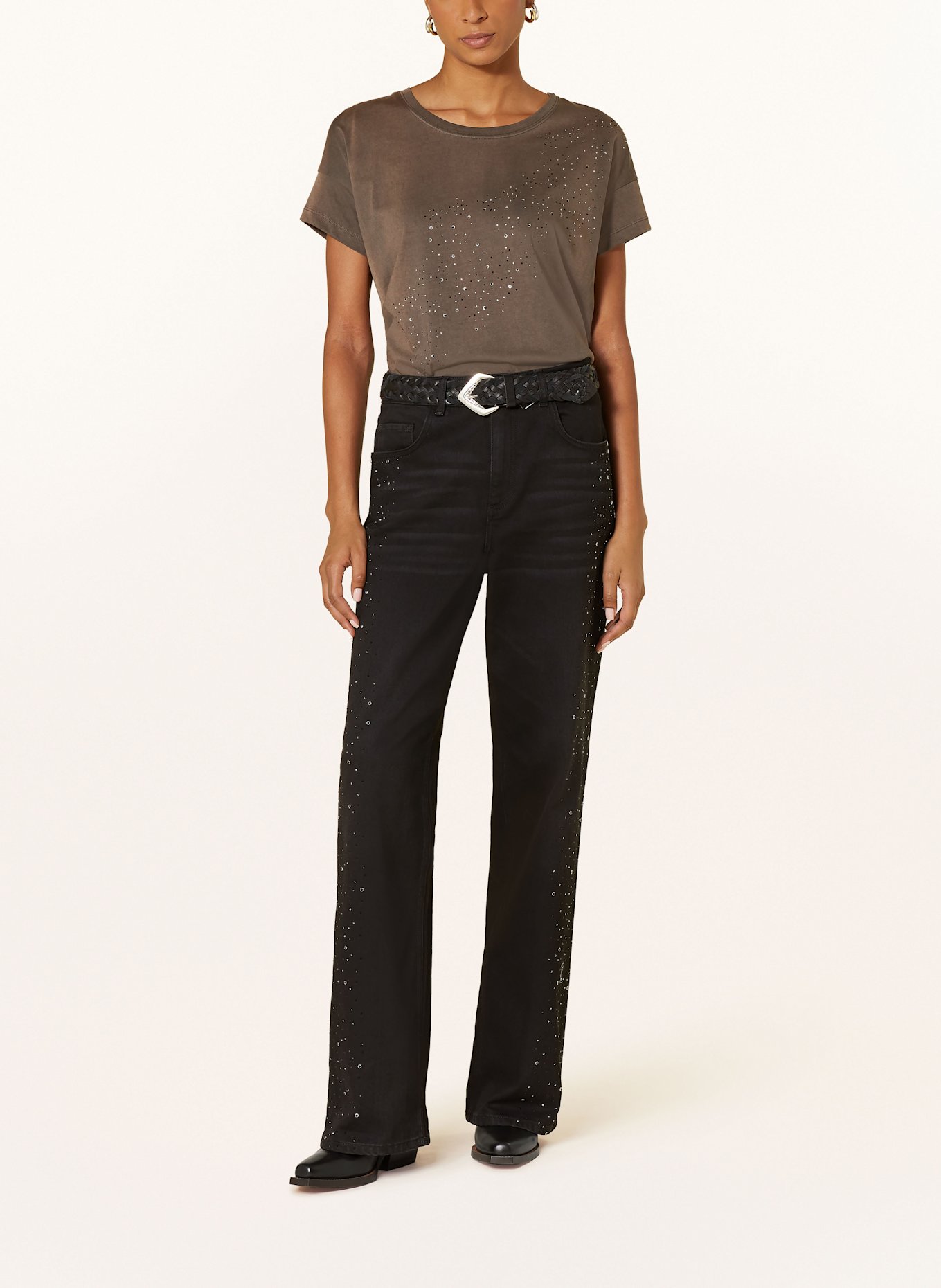 MOS MOSH T-Shirt MMLARI mit Nieten: DUNKELGRAU