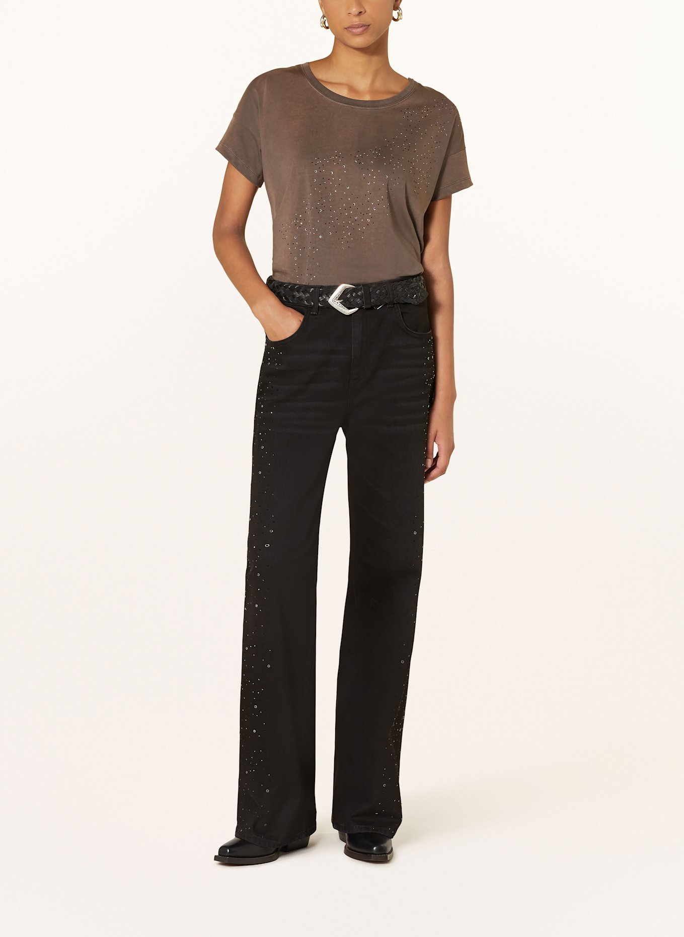 MOS MOSH Straight Jeans MMRELEE mit Schmucksteinen: 861 DARK GREY