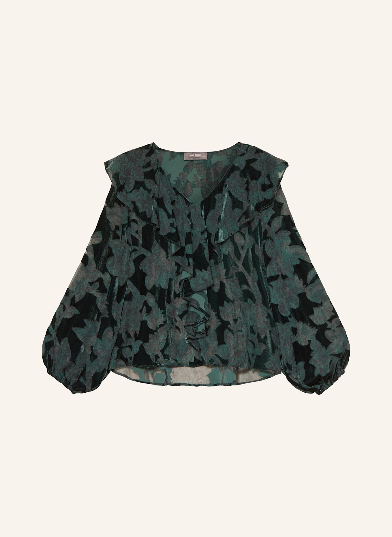 MOS MOSH Bluzka MMBASILE z wolantami: CIEMNOZIELONY / ZIELONY