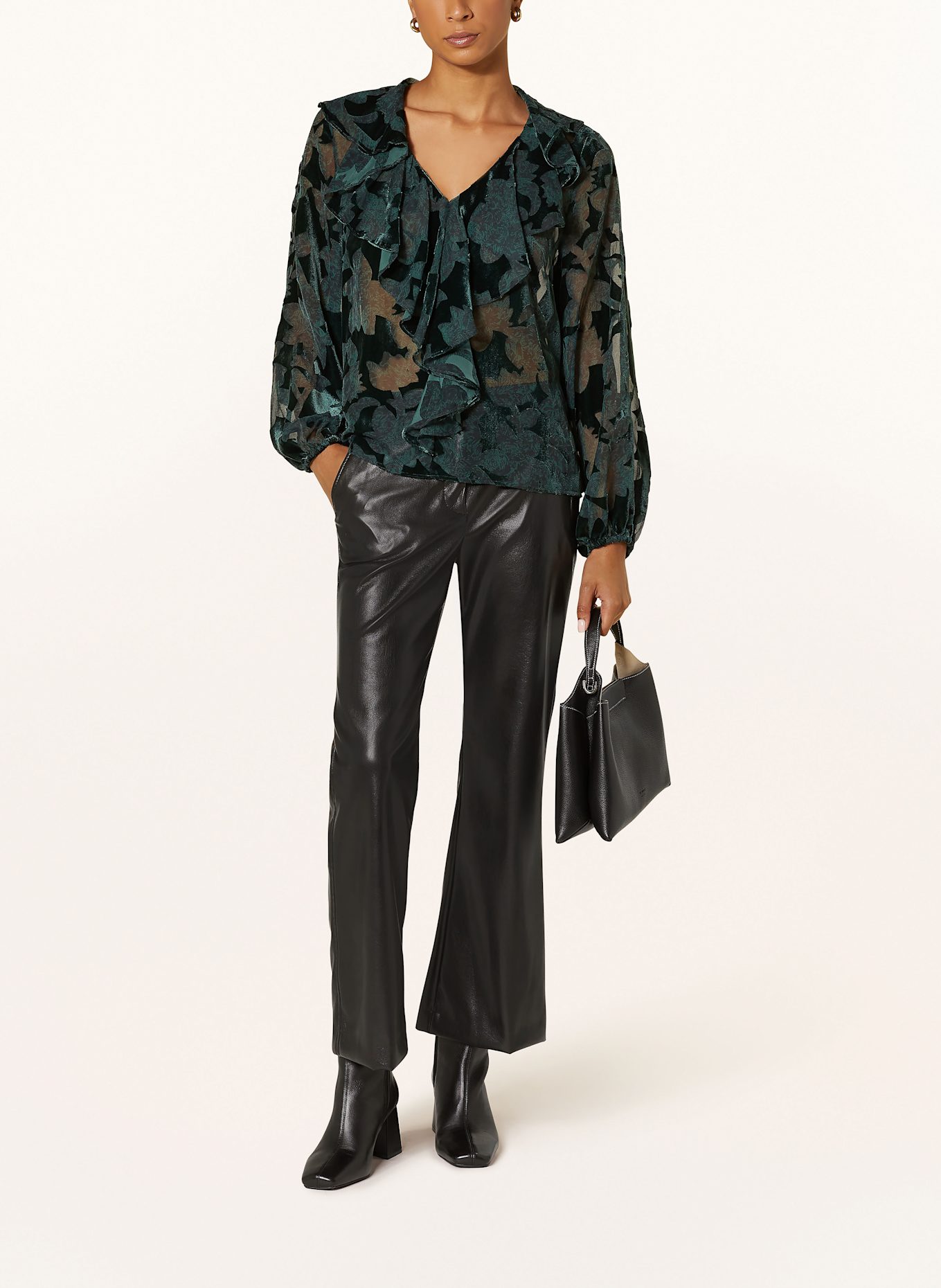 MOS MOSH Bluzka MMBASILE z wolantami: CIEMNOZIELONY / ZIELONY