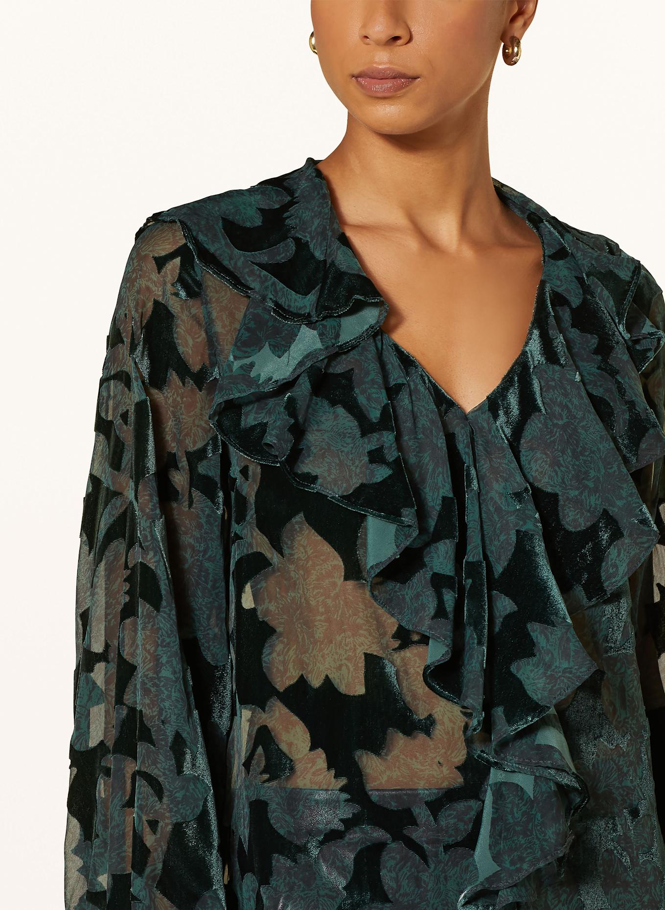 MOS MOSH Bluzka MMBASILE z wolantami: CIEMNOZIELONY / ZIELONY