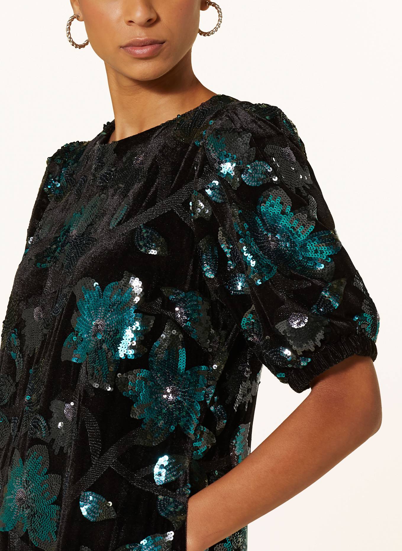 MOS MOSH Samtkleid MMCLEMENTE mit Pailletten: DUNKELGRÜN/ GRÜN