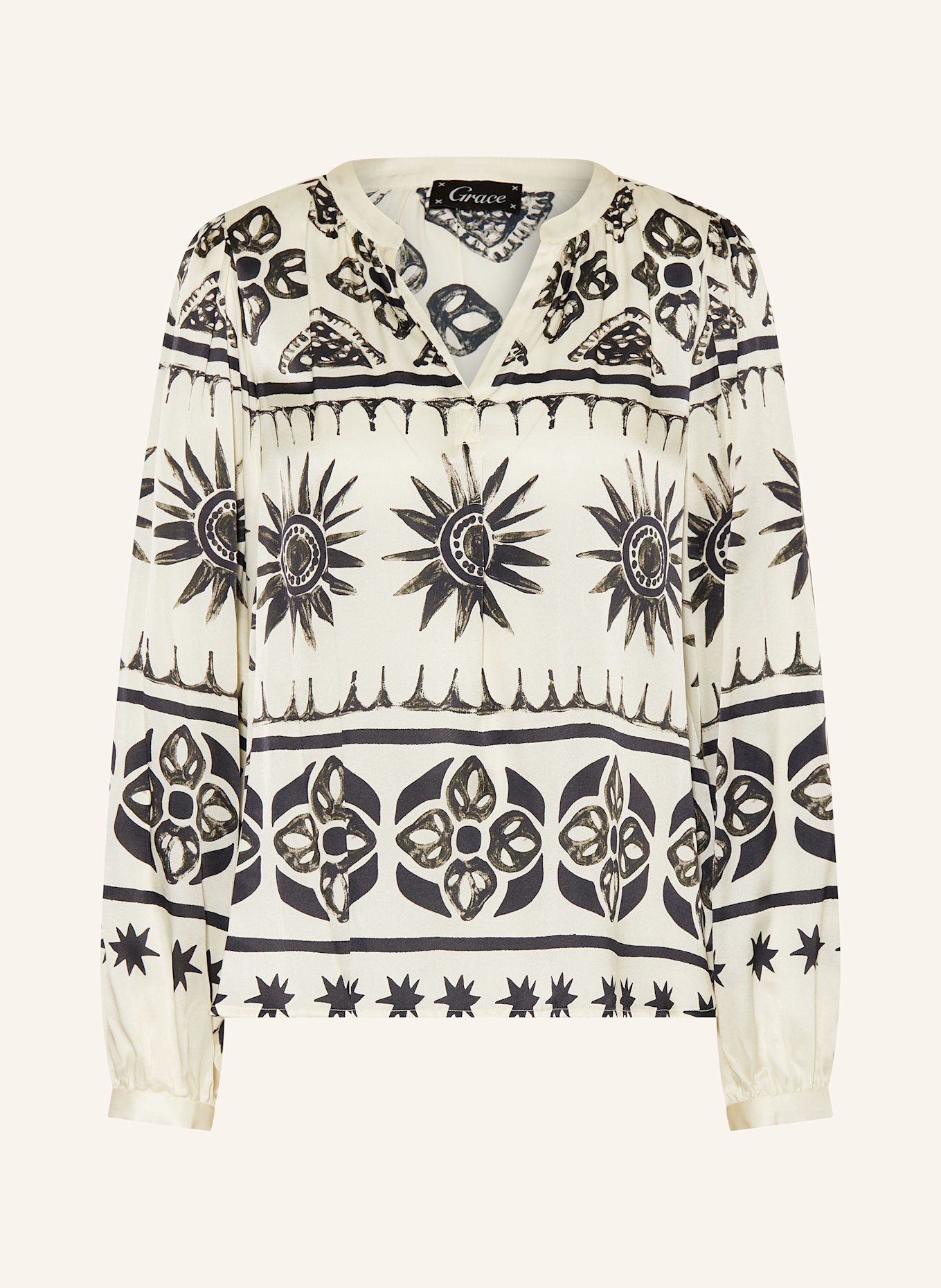 Grace Blusenshirt mit Seide: ECRU / SCHWARZ