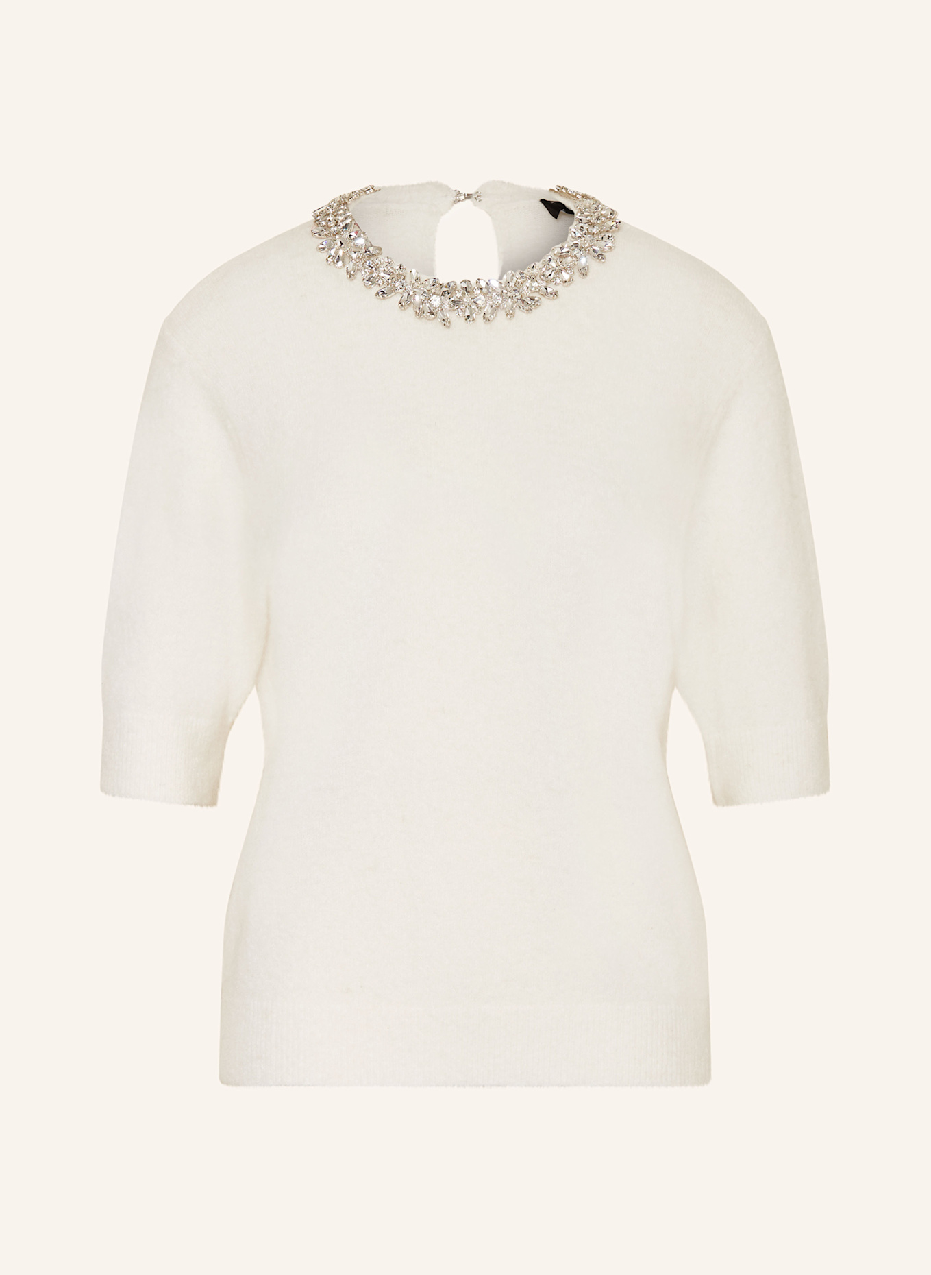 Grace Strickshirt mit abnehmbaren Schmucksteinen: CREME