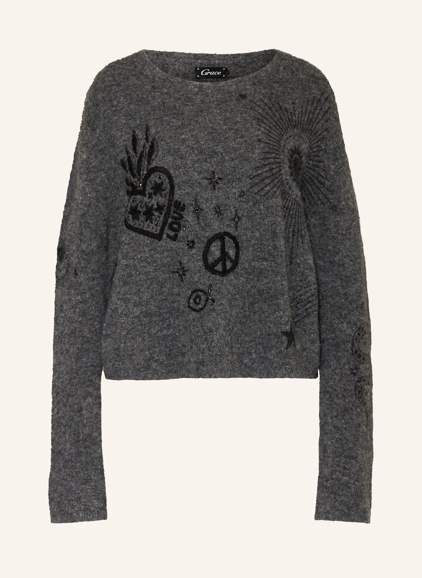 Grace Svetr s ozdobnými kamínky: ŠEDÁ