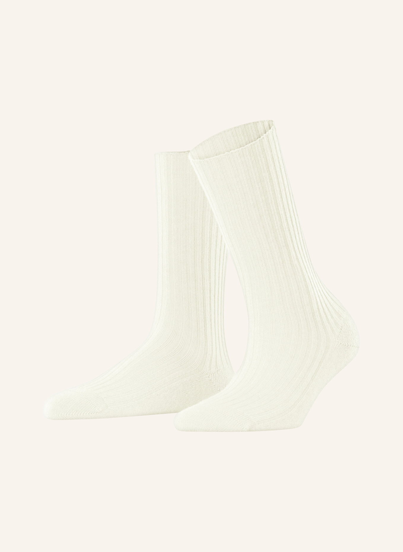 FALKE COSY WOOL flat boot socks with merino wool, Color: 2040 off-white (Image 1)