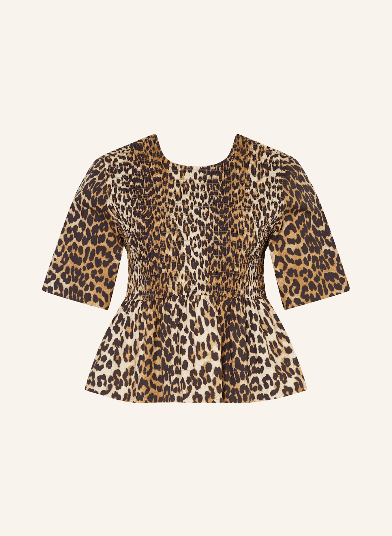 GANNI Shirt blouse: BROWN / BLACK / BEIGE