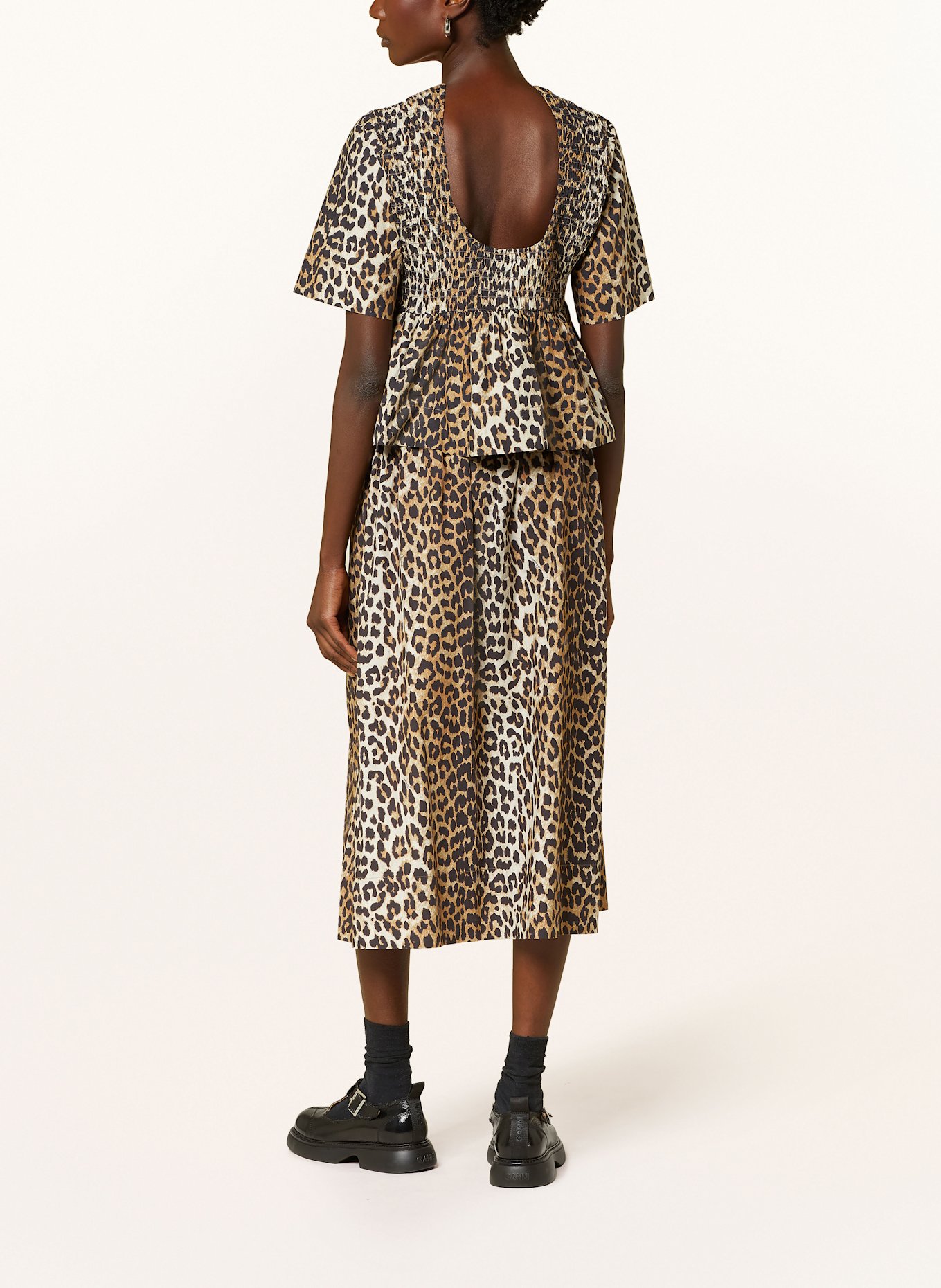 GANNI Shirt blouse: BROWN / BLACK / BEIGE