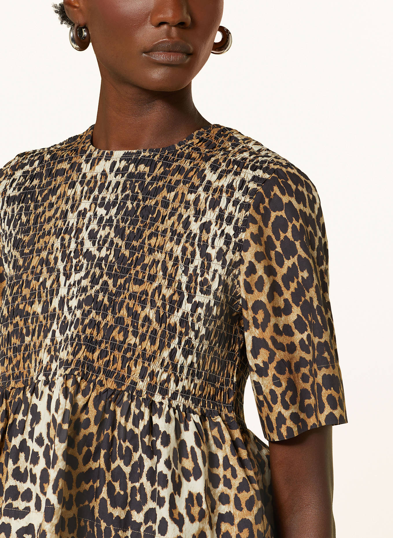 GANNI Shirt blouse: BROWN / BLACK / BEIGE