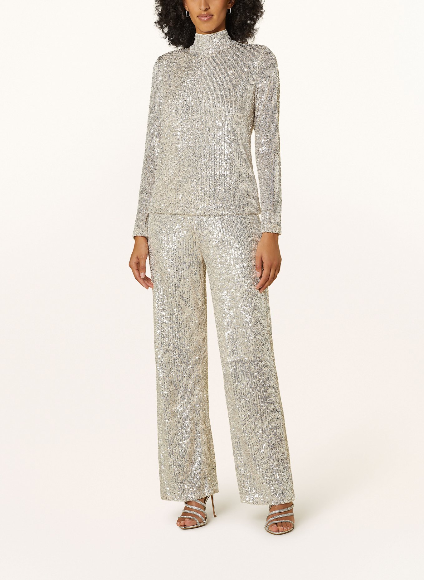 MRS & HUGS Long sleeve shirt with sequins: BEIGE