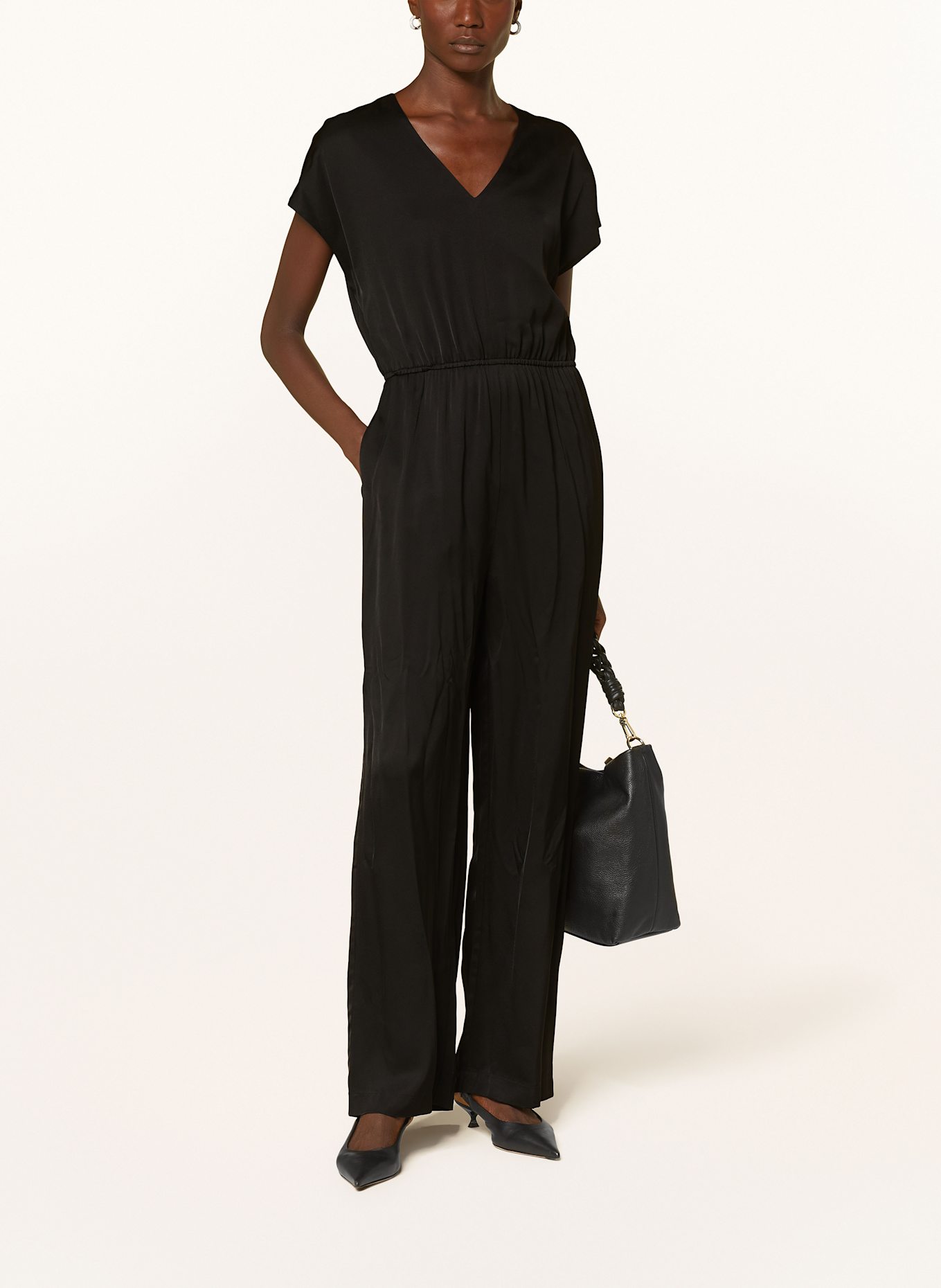 MRS & HUGS Satin-Jumpsuit: SCHWARZ