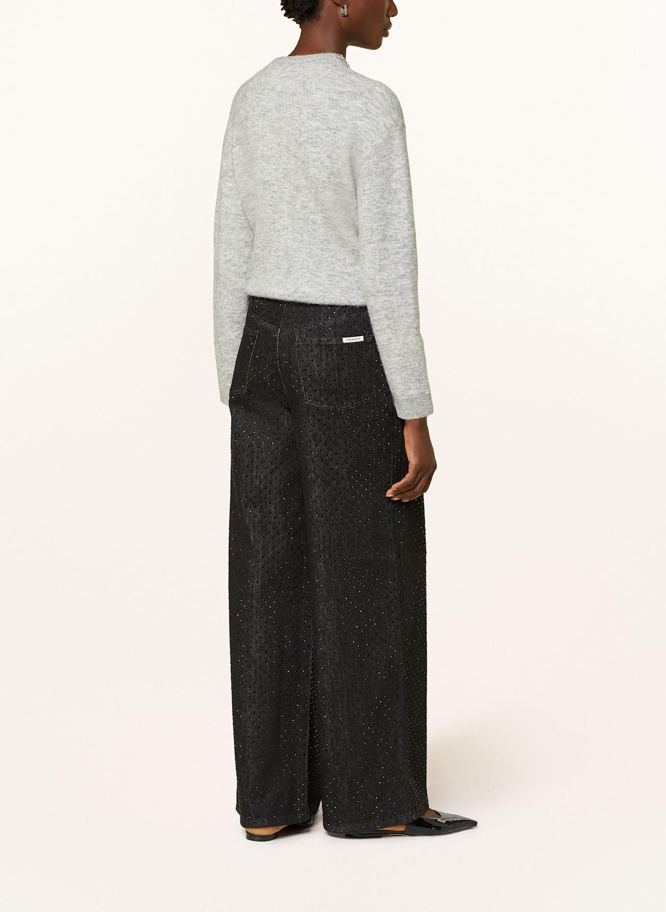 self-portrait Straight Jeans mit Schmucksteinen: BLACK BLACK