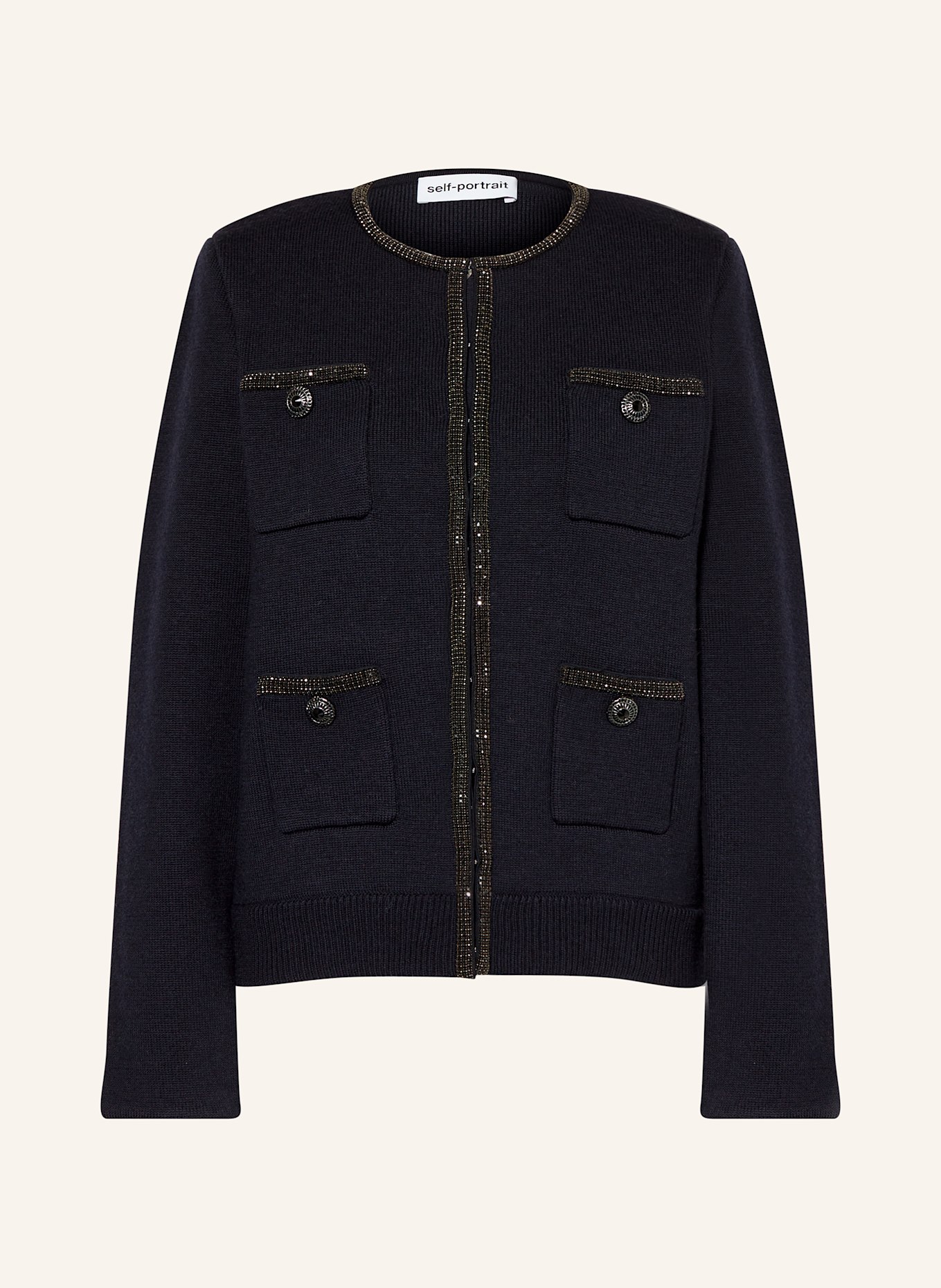 self-portrait Kastenjacke mit Schmucksteinen: DUNKELBLAU