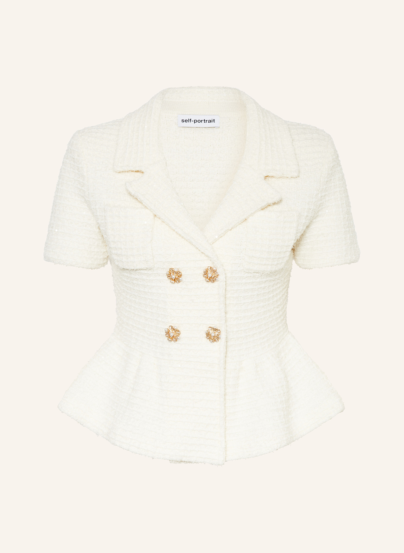 self-portrait Tweedowy blezer: KREMOWY