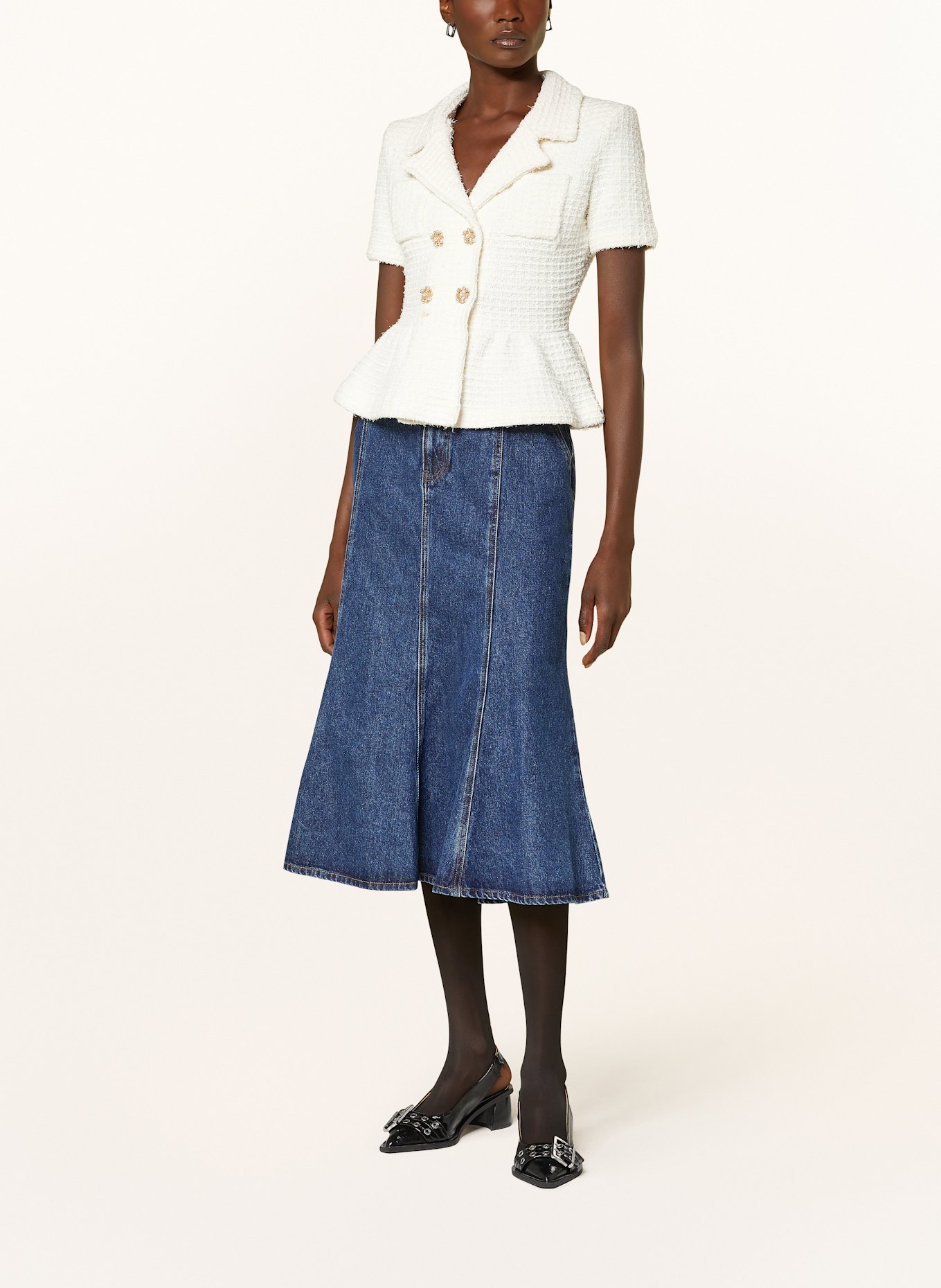 self-portrait Tweedowy blezer: KREMOWY