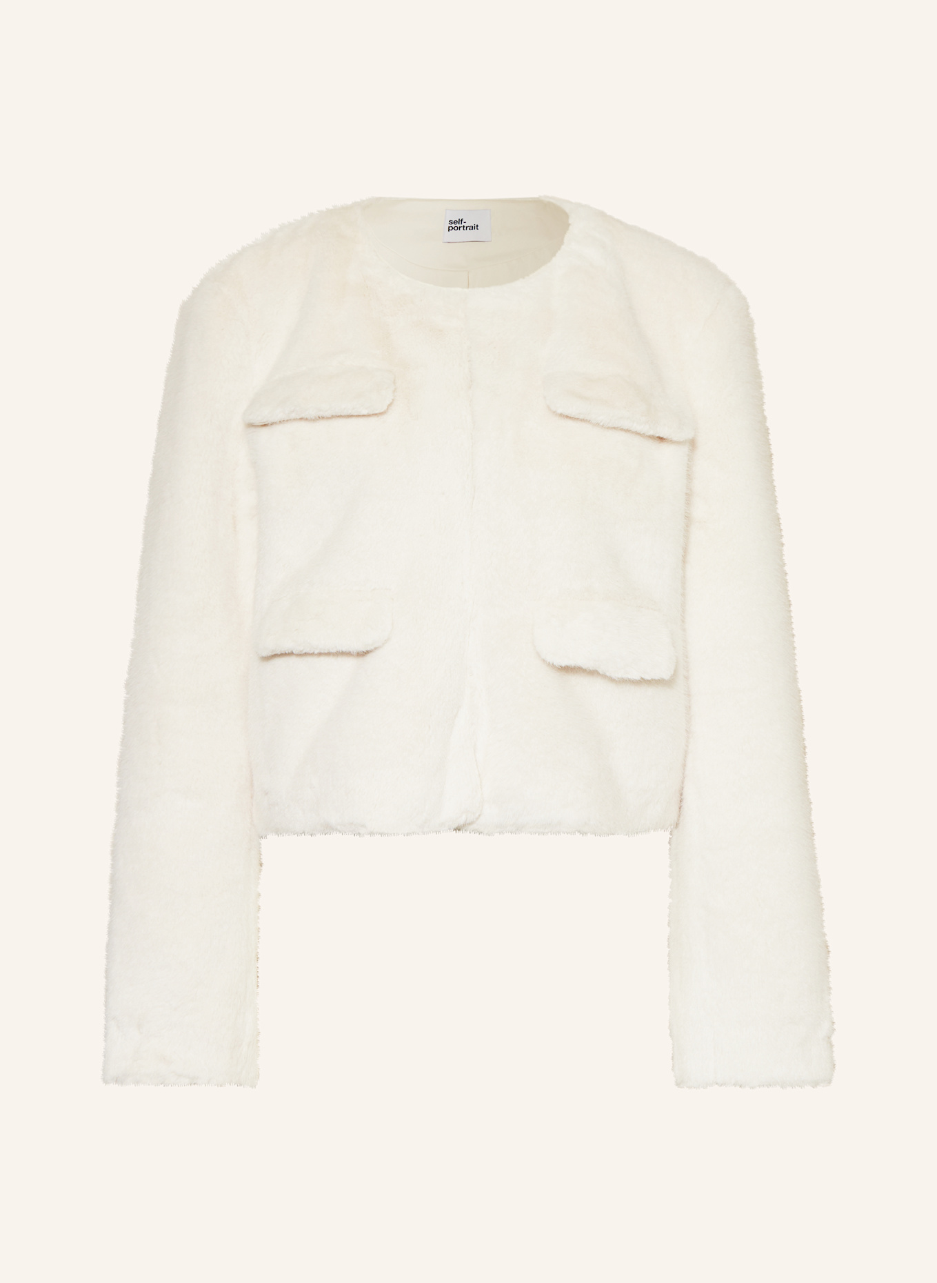 self-portrait Overjacket mit Kunstpelz: CREME