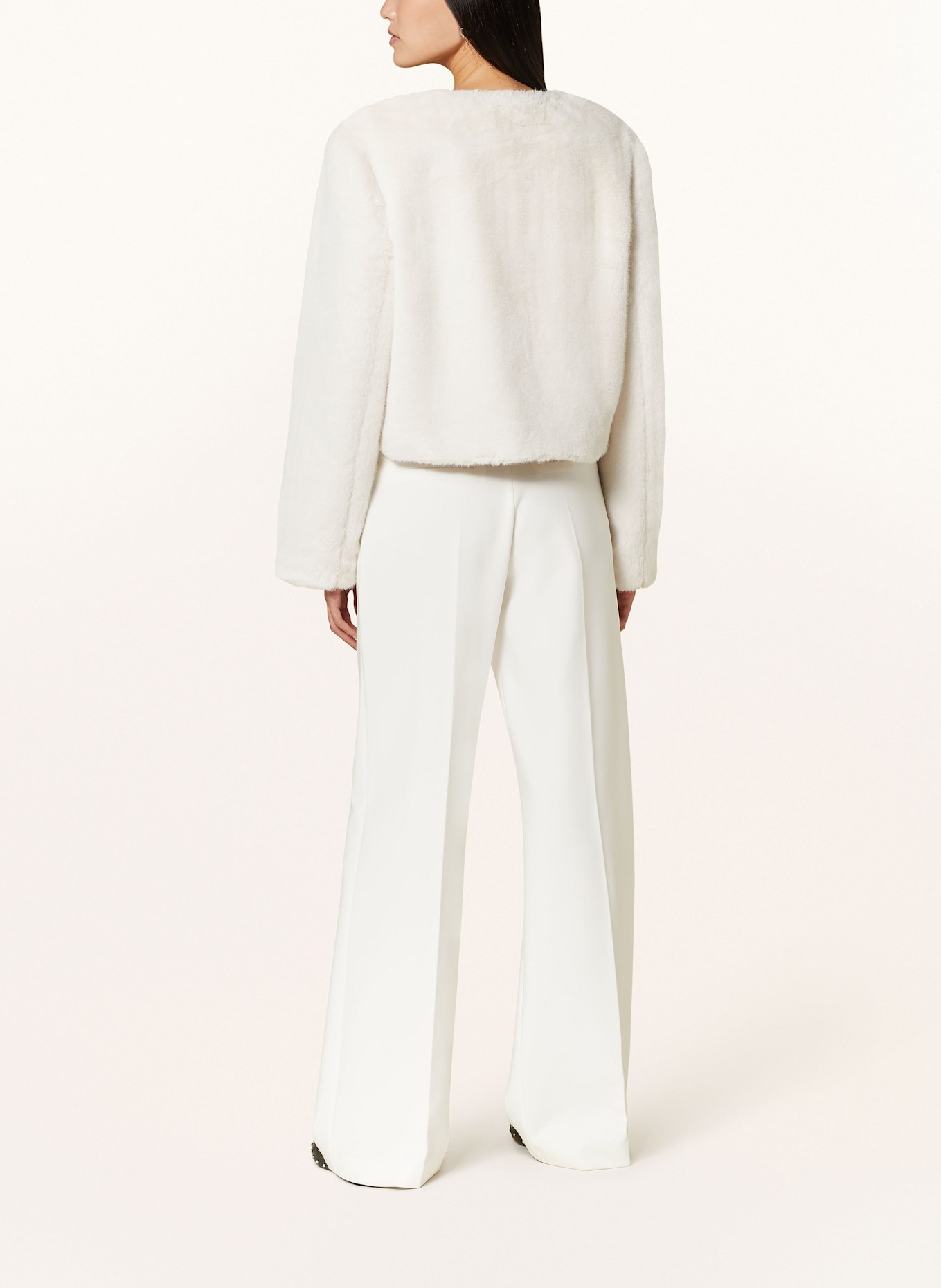 self-portrait Overjacket mit Kunstpelz: CREME