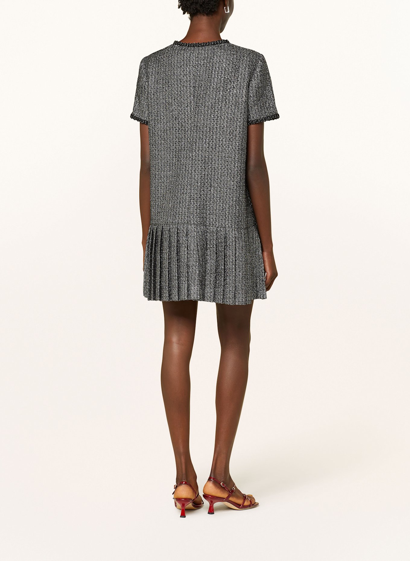 self-portrait Bouclé dress with glitter thread: BLACK / SILVER