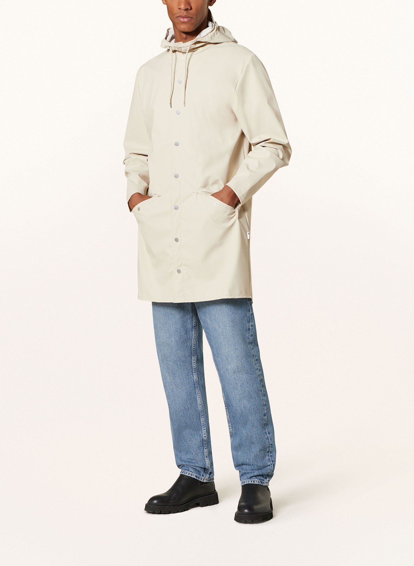 Rains long jacket beige store