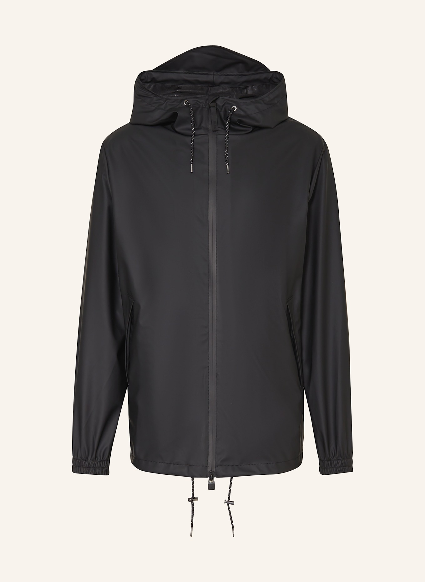 Black hooded rain jacket clearance