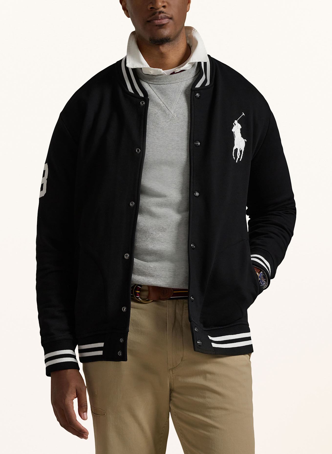 POLO RALPH LAUREN Big Tall College jacket in black white