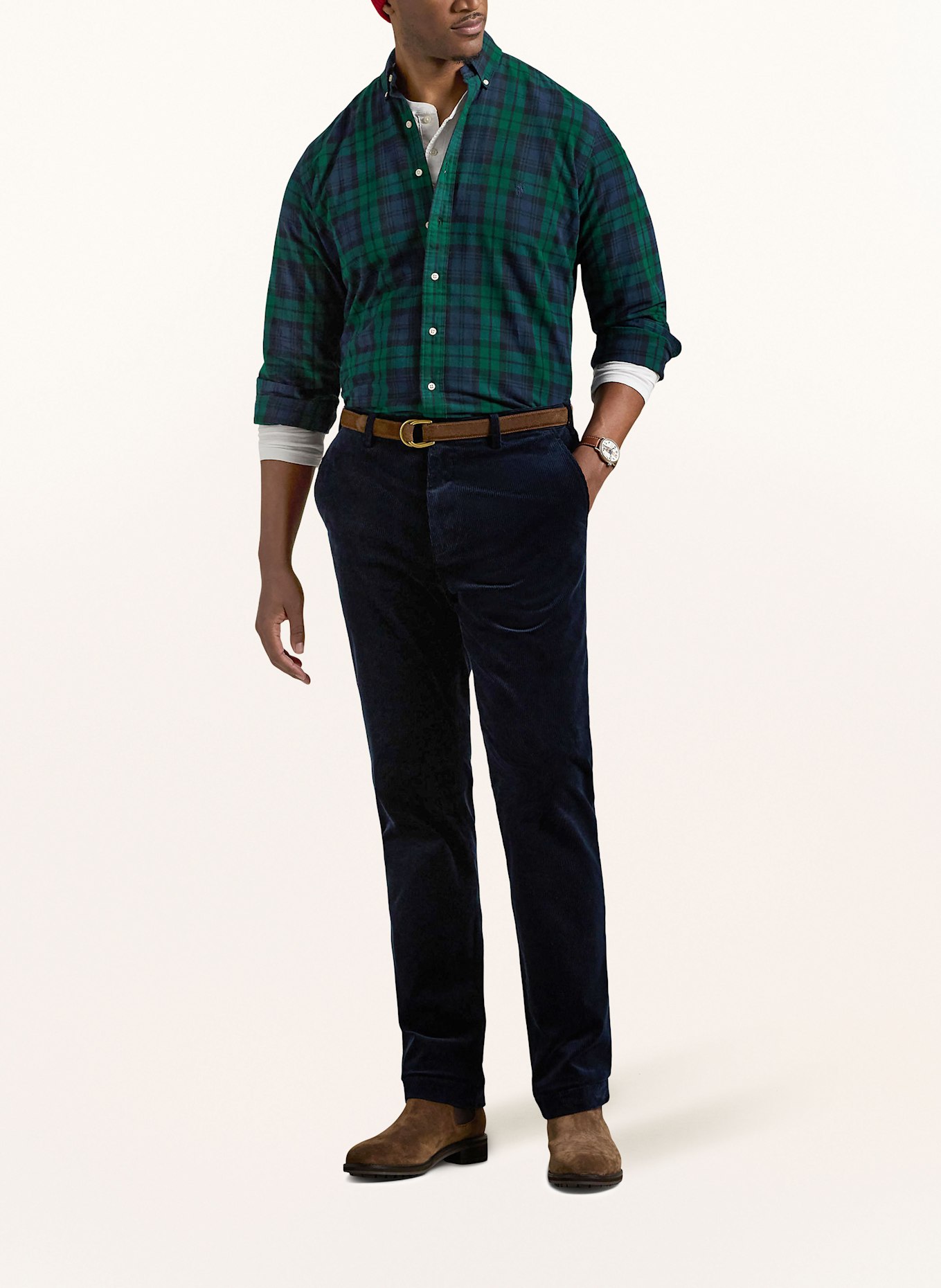 POLO RALPH LAUREN Big & Tall Oxfordhemd Comfort Fit: DUNKELGRÜN/ DUNKELBLAU