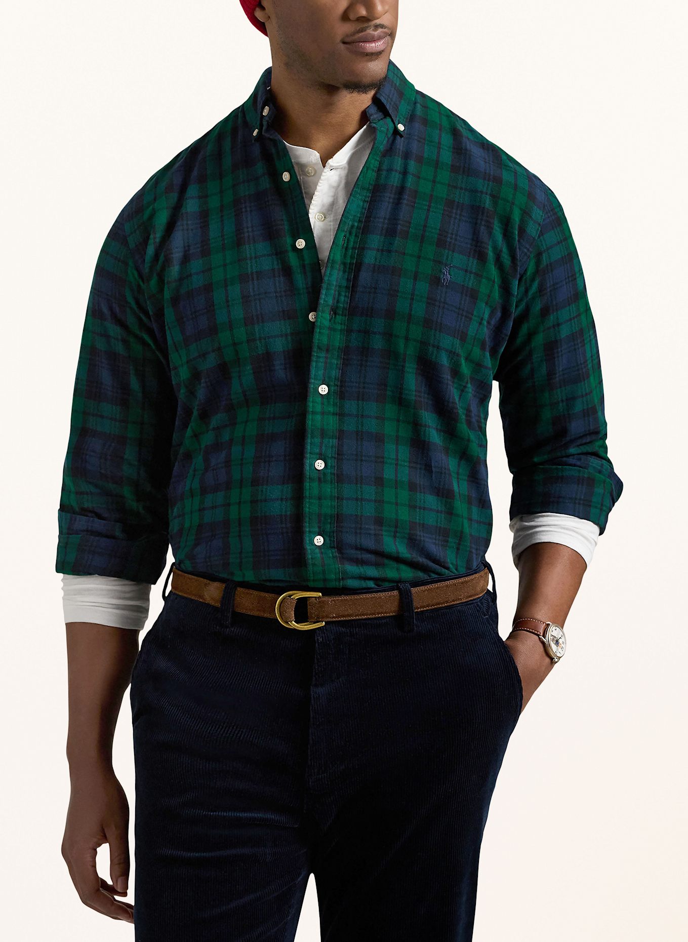 POLO RALPH LAUREN Big & Tall Oxfordhemd Comfort Fit: DUNKELGRÜN/ DUNKELBLAU