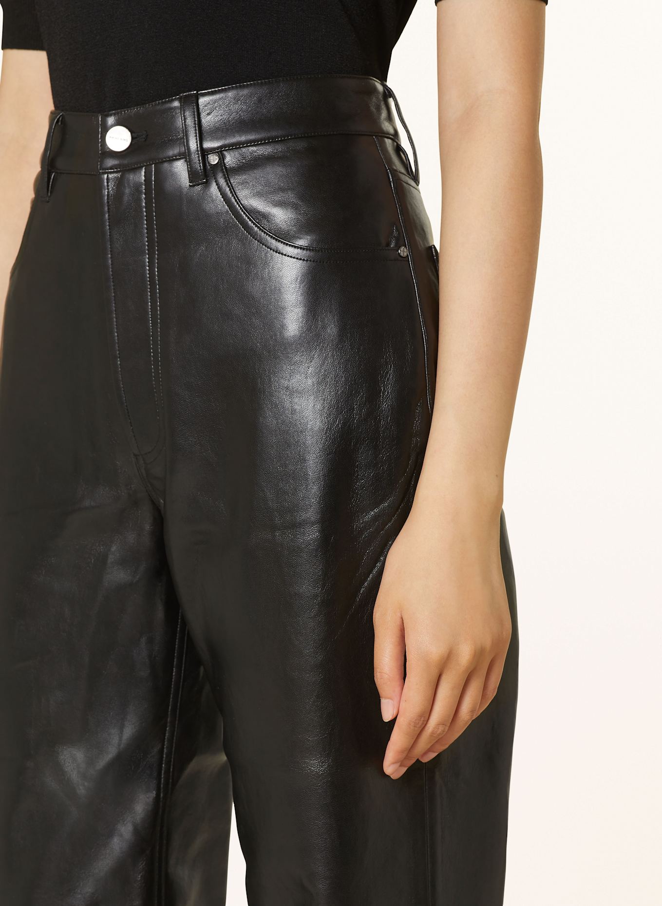 ANINE BING Lederhosen ROY: BLACK