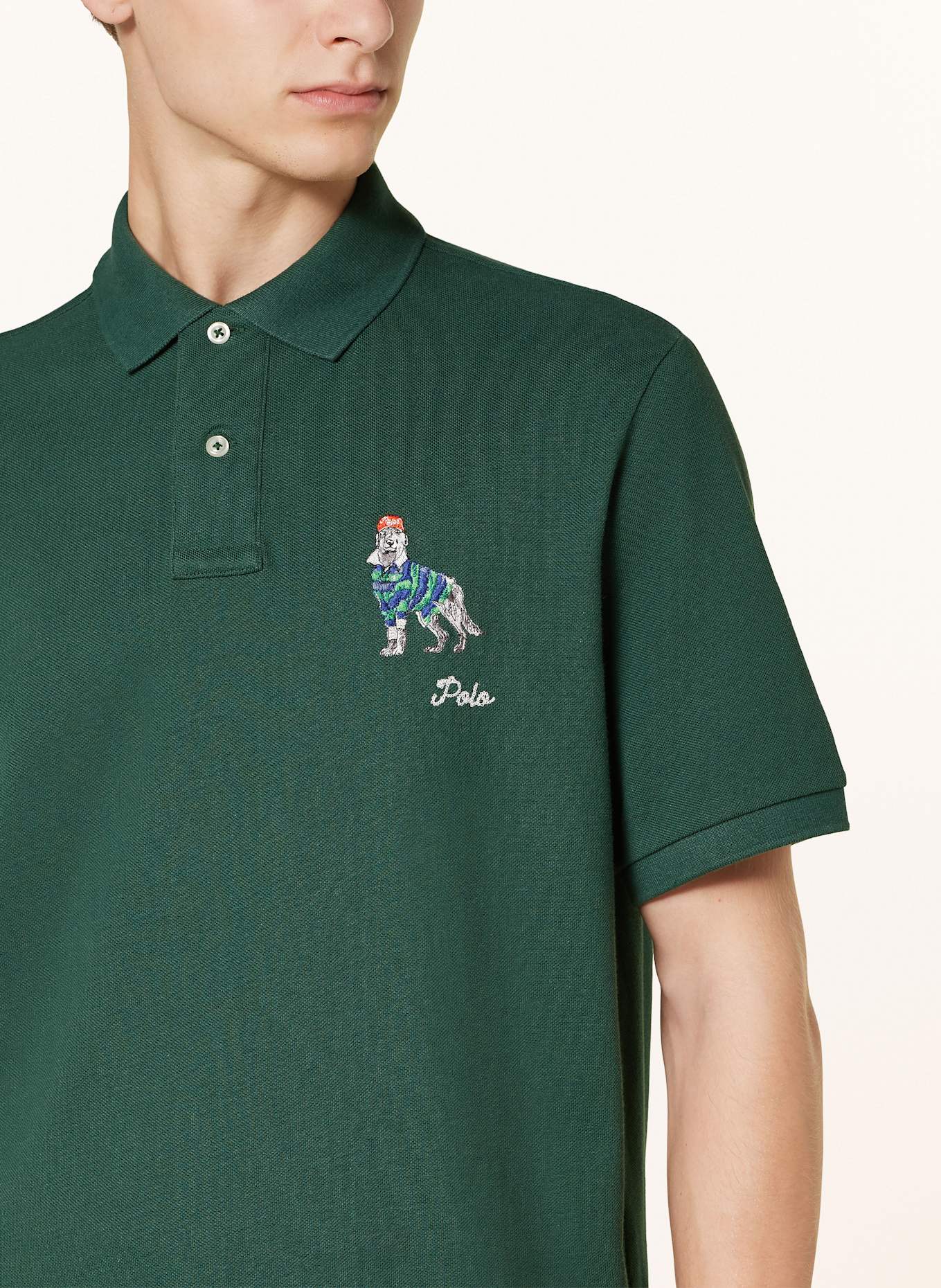 POLO RALPH LAUREN Pique polo shirt classic fit in dark green
