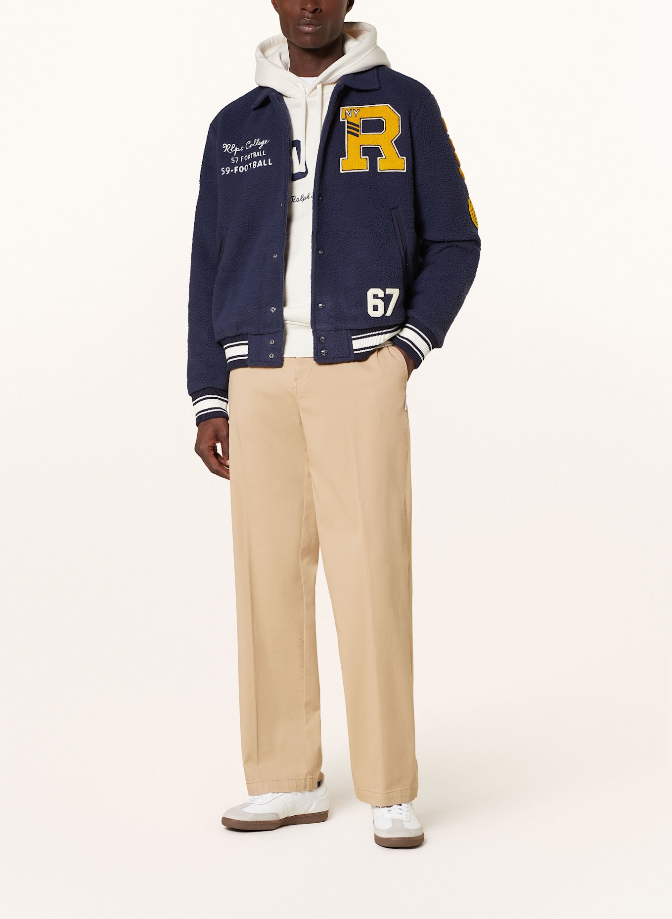 POLO RALPH LAUREN Made of teddy fleece college jacket in dark blue