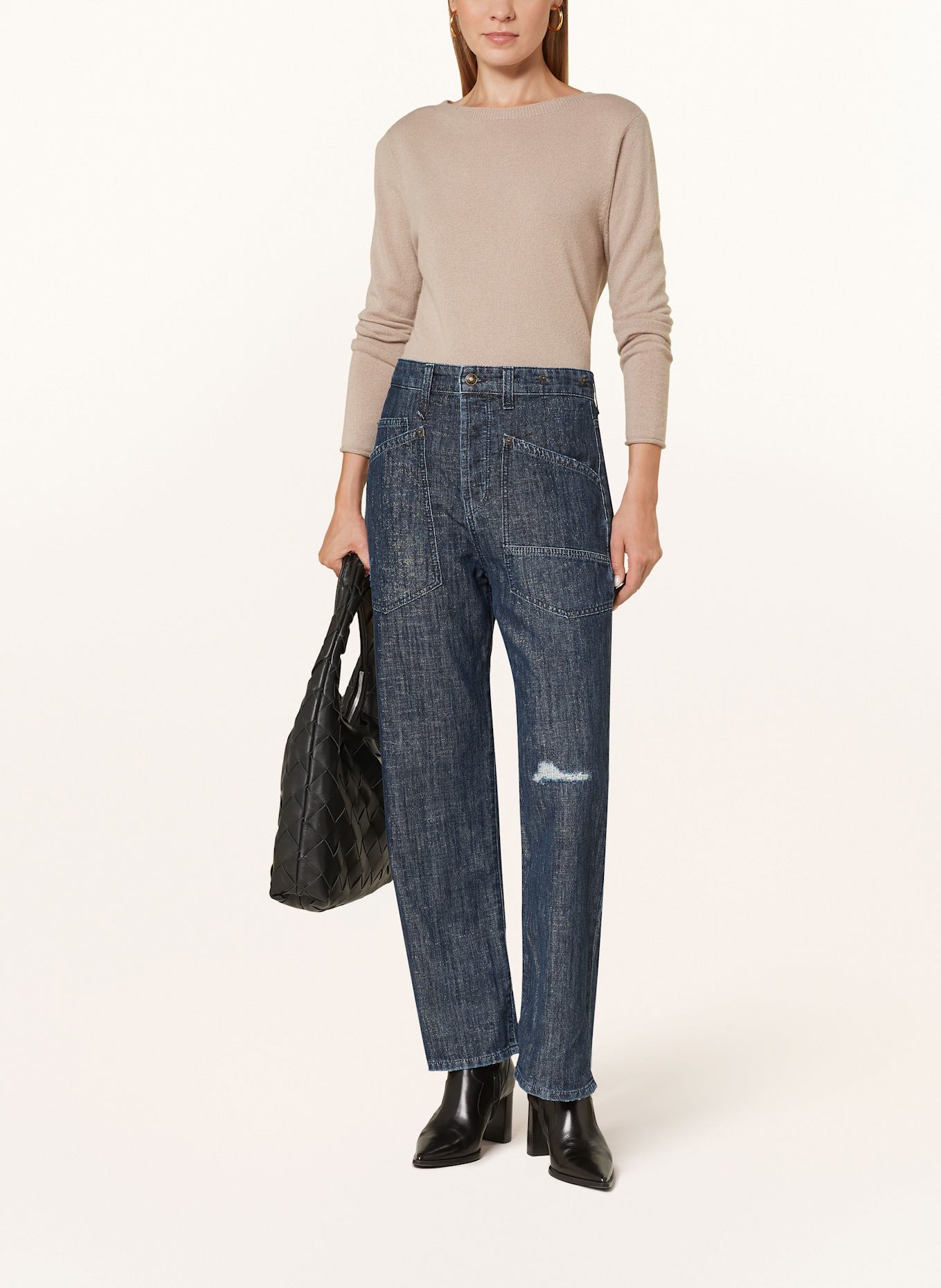 MAC Destroyed Jeans mit Glitzergarn: D698 night sky blue wash