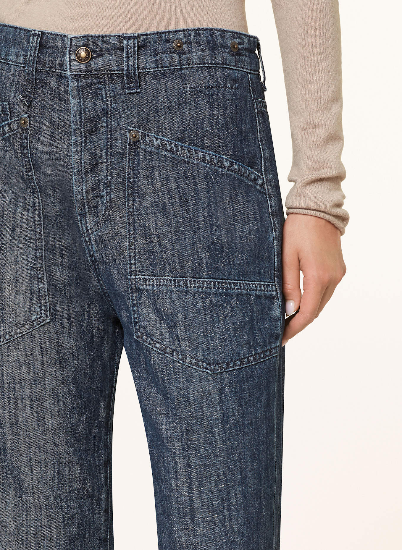 MAC Destroyed Jeans mit Glitzergarn: D698 night sky blue wash