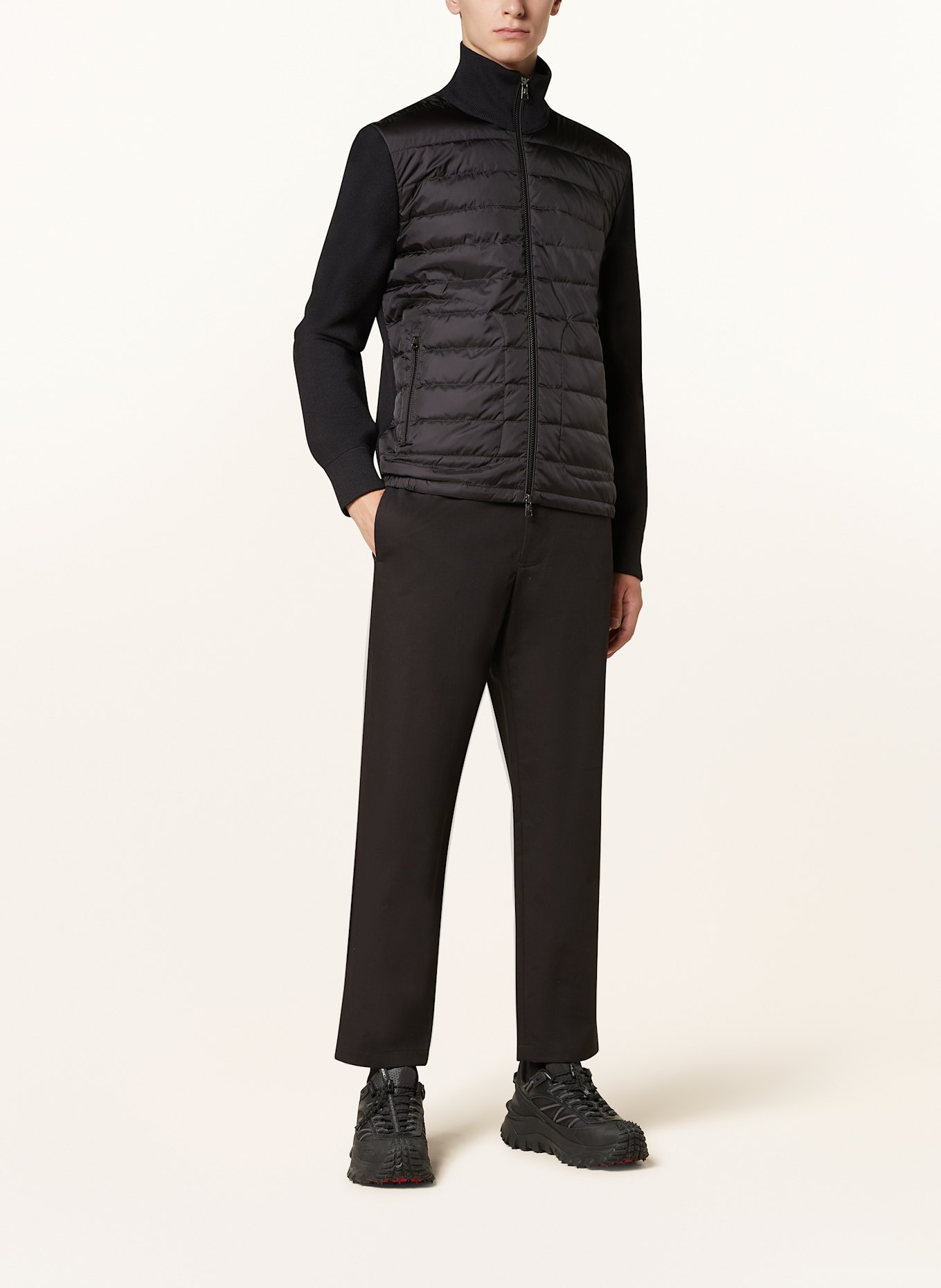 MONCLER Daunenjacke im Materialmix: SCHWARZ