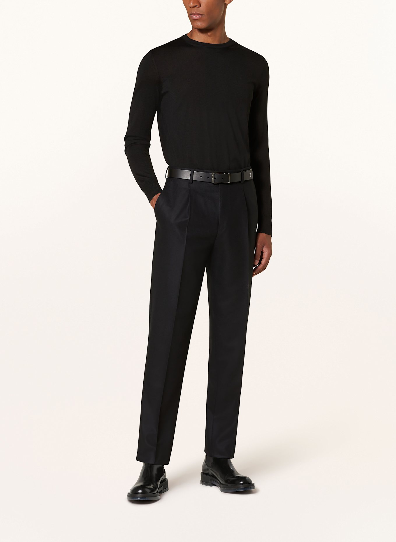 ZEGNA Suit trousers pleated fit in flannel, Color: BLACK BLACK (Image 3)