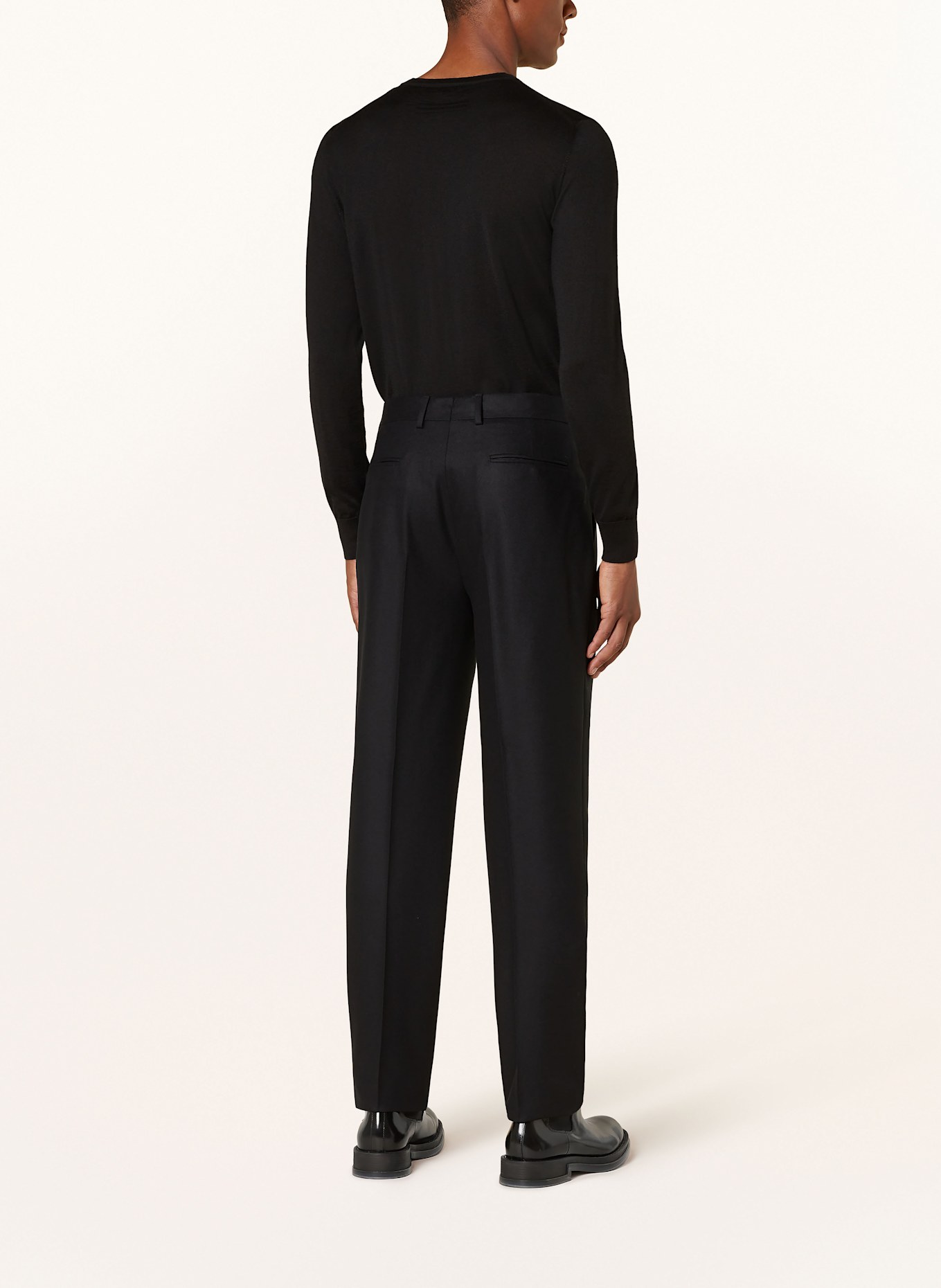 ZEGNA Suit trousers pleated fit in flannel, Color: BLACK BLACK (Image 4)