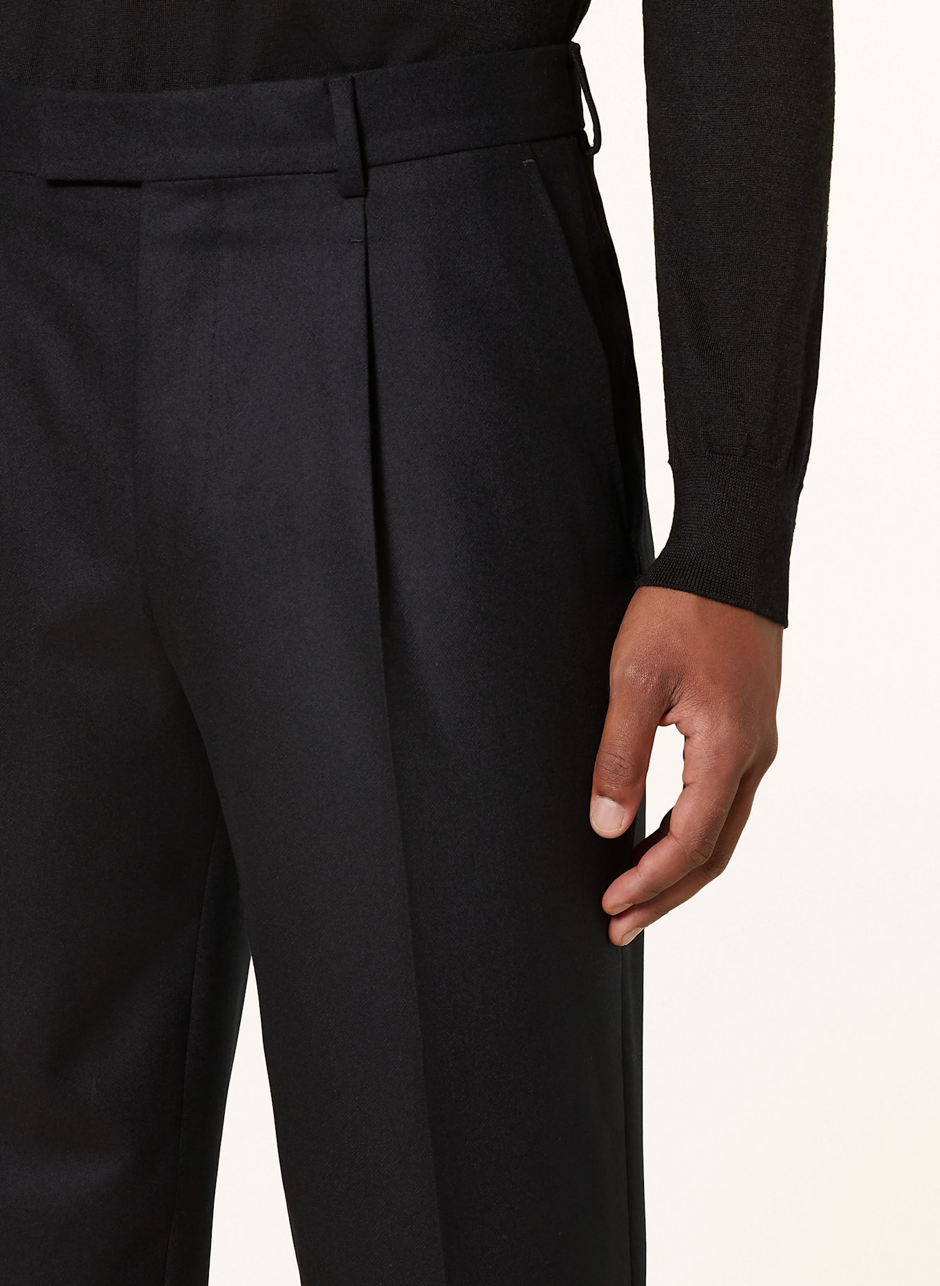 ZEGNA Suit trousers pleated fit in flannel, Color: BLACK BLACK (Image 6)