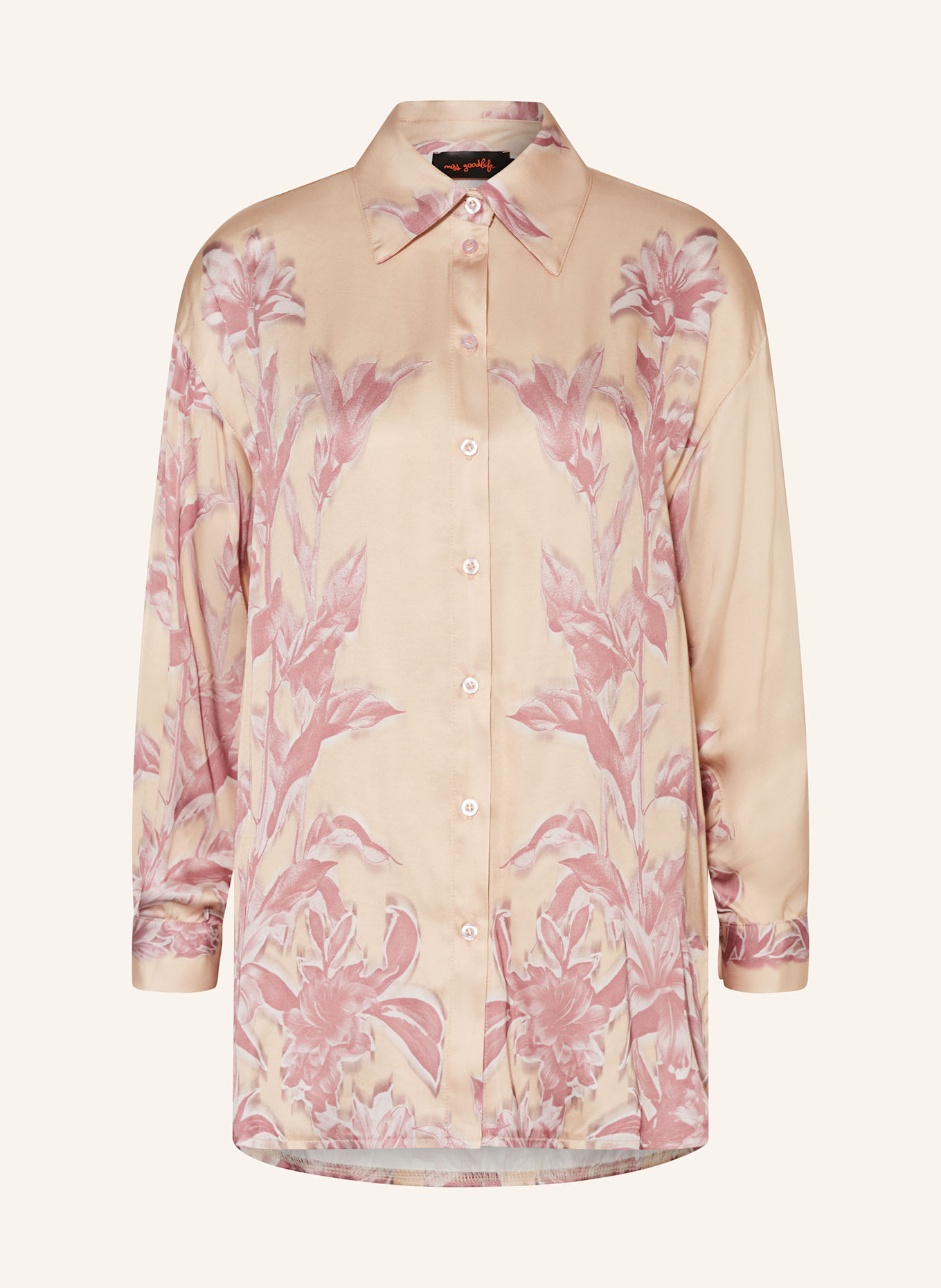 miss goodlife Satin shirt blouse, Color: ROSE/ LIGHT RED/ LIGHT GRAY (Image 1)