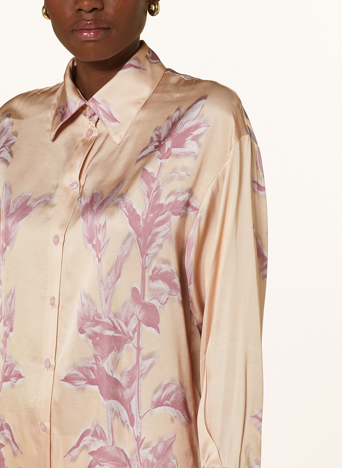 miss goodlife Satin shirt blouse, Color: ROSE/ LIGHT RED/ LIGHT GRAY (Image 4)