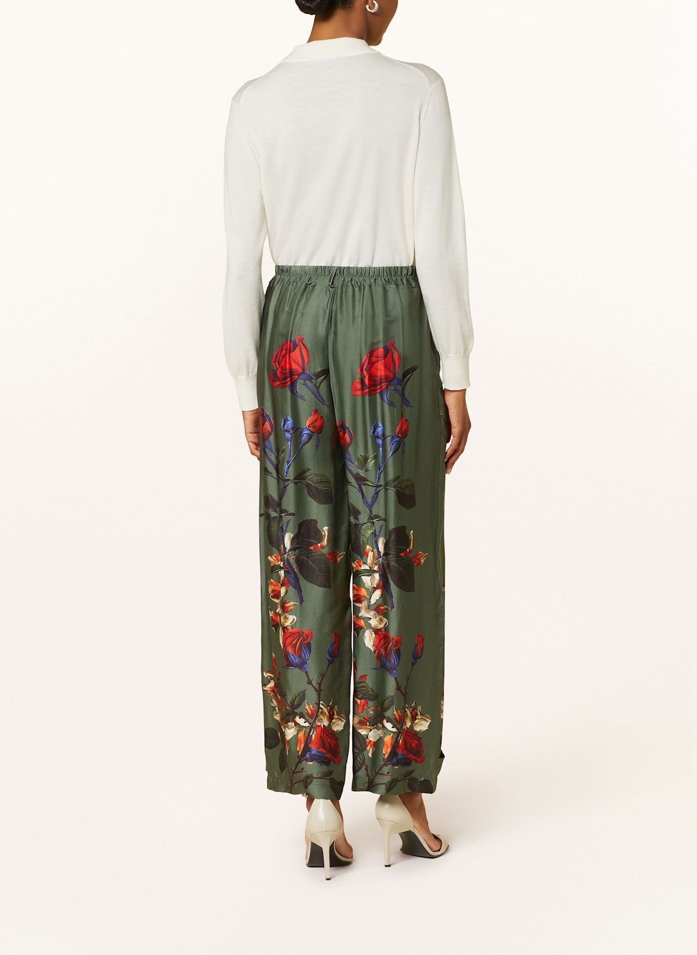 miss goodlife Wide leg trousers in satin, Color: GREEN/ RED/ DARK BLUE (Image 3)