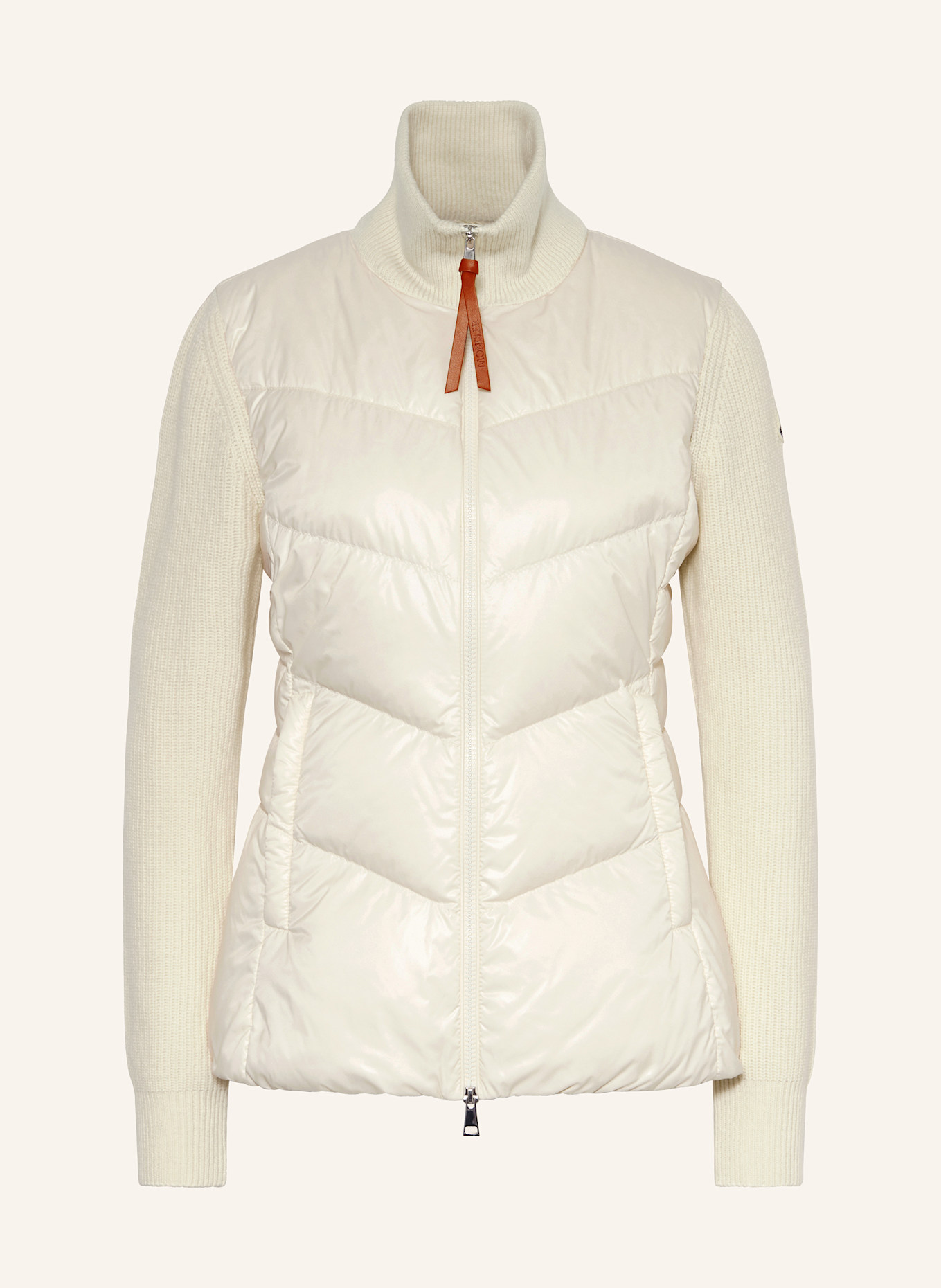 MONCLER Down jacket in mixed materials: ECRU
