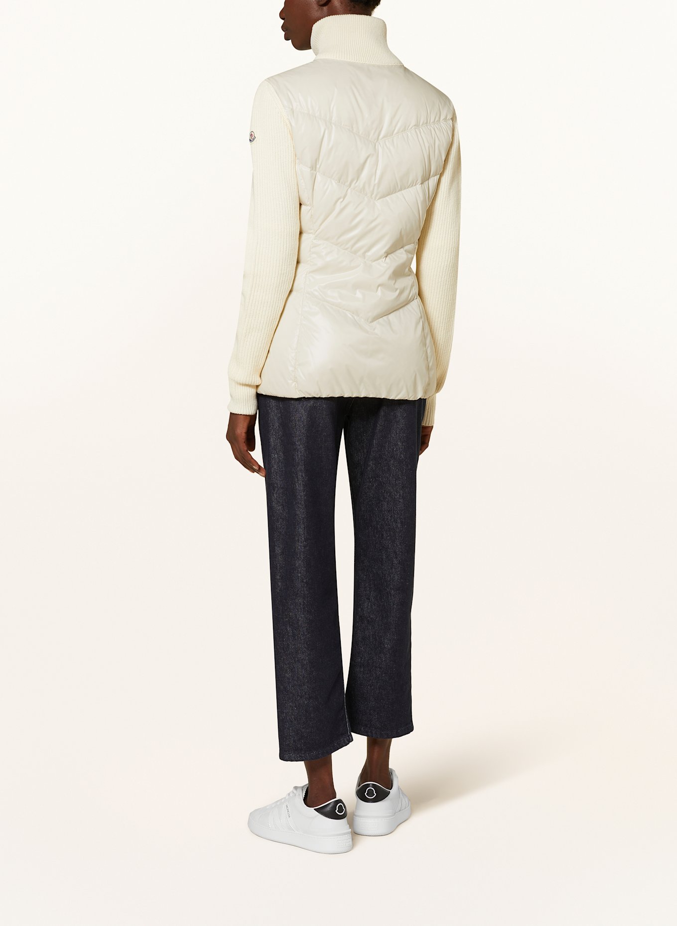 MONCLER Down jacket in mixed materials: ECRU