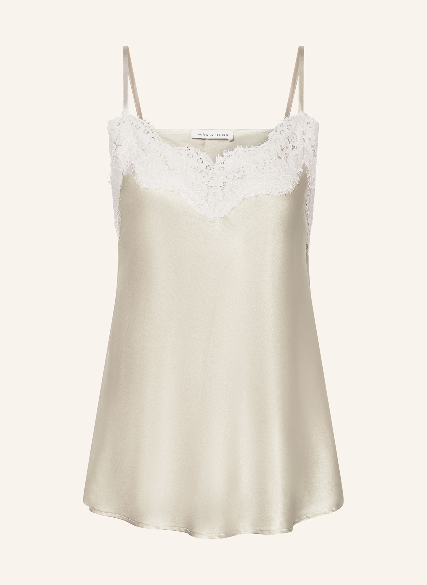MRS & HUGS Silk satin top with lace: BEIGE