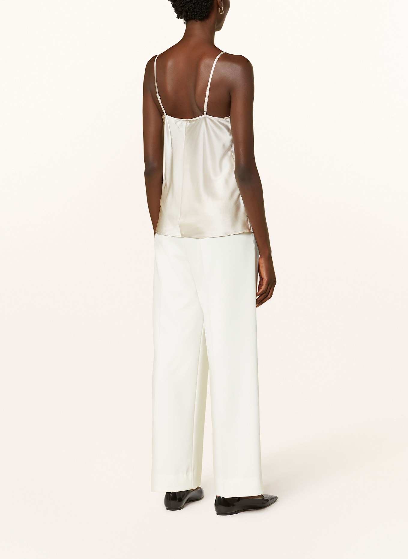 MRS & HUGS Silk satin top with lace: BEIGE