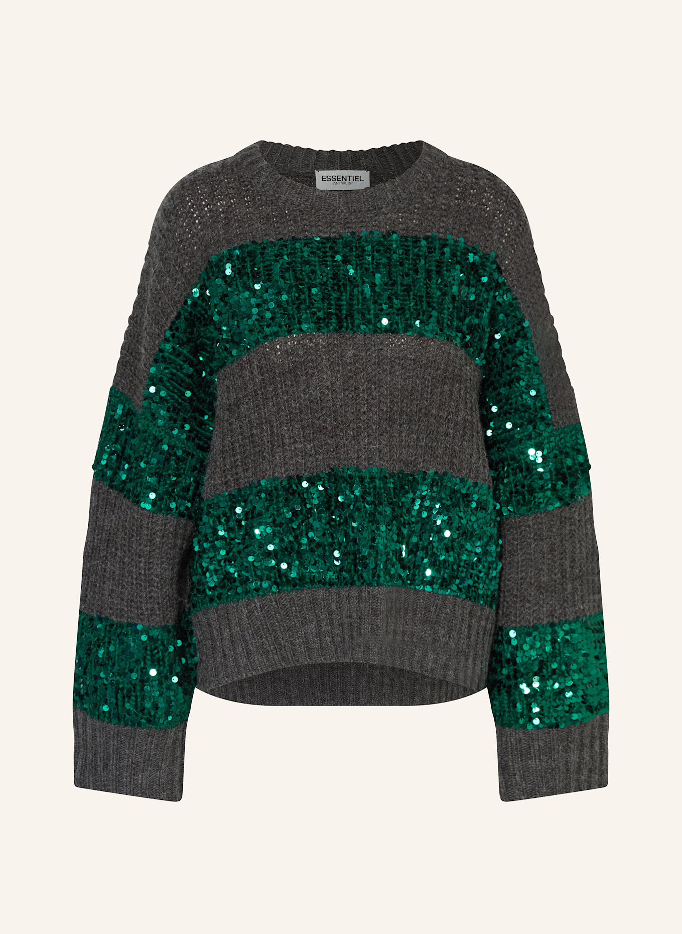 ESSENTIEL ANTWERP GROUP sweater with sequins: DARK GRAY / GREEN