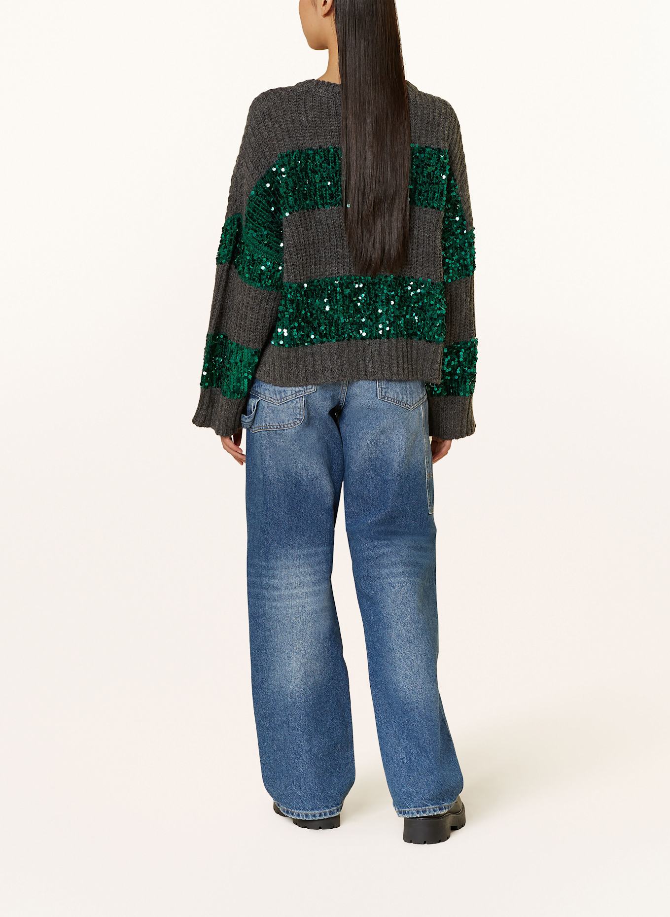 ESSENTIEL ANTWERP GROUP sweater with sequins: DARK GRAY / GREEN
