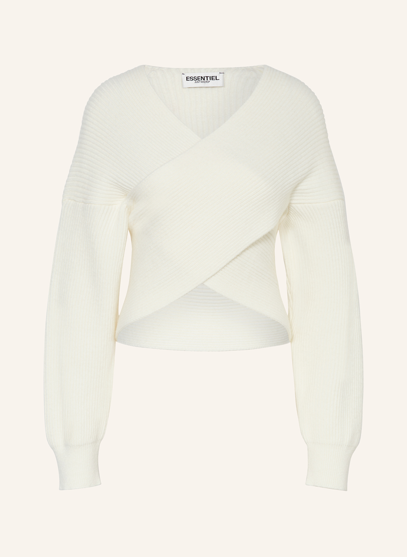 ESSENTIEL ANTWERP GUSTAPH sweater with a wrap look, Color: ECRU (Image 1)