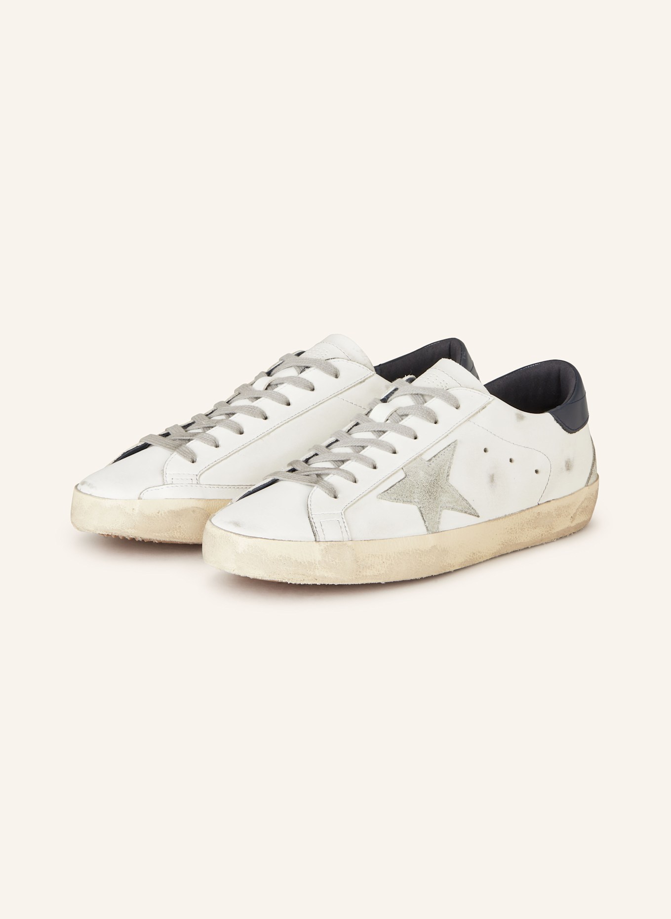 GOLDEN GOOSE Sneaker SUPER-STAR CLASSIC: WEISS/ DUNKELBLAU/ GRAU