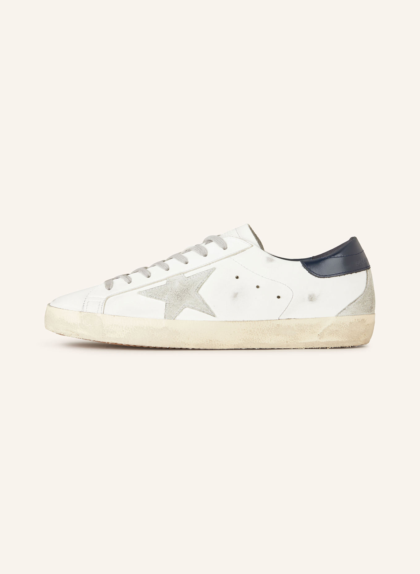 GOLDEN GOOSE Sneaker SUPER-STAR CLASSIC: WEISS/ DUNKELBLAU/ GRAU