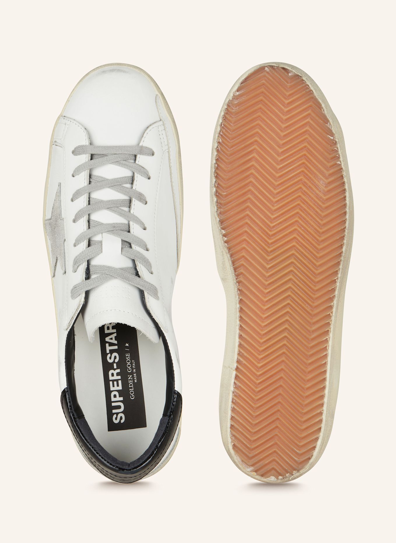 GOLDEN GOOSE Sneaker SUPER-STAR CLASSIC: WEISS/ SCHWARZ/ GRAU